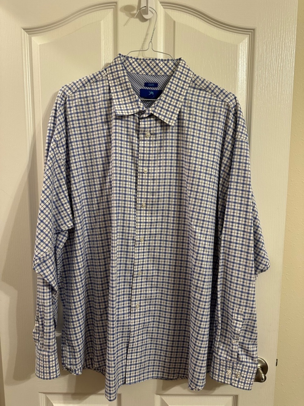 Egara Blue and White Checked Dress Shirt
